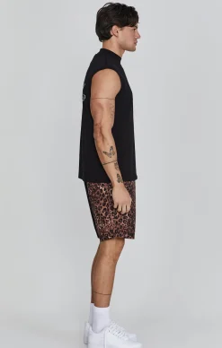 Black Animal Print Shorts