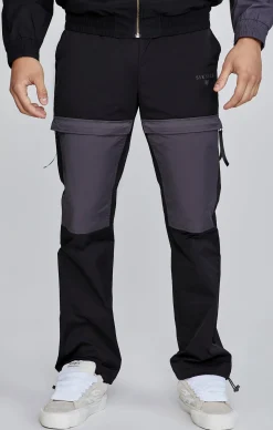 Black Cut And Sew Joggers