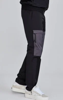 Black Cut And Sew Joggers