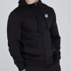 Black Essential Zip Through Funnel Hoodie
