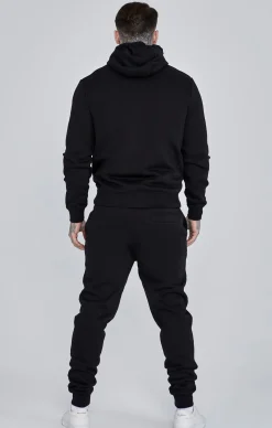 Black Essential Zip Through Funnel Hoodie