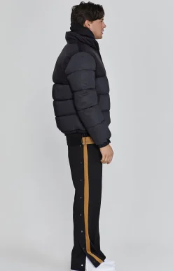Black Reflective Puffer Jacket