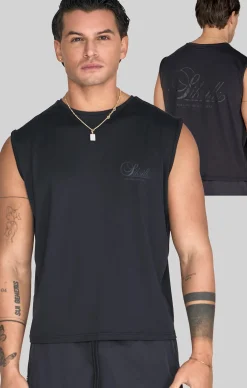 Black Relaxed Logo Vest