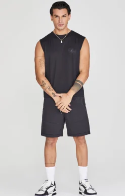 Black Relaxed Logo Vest