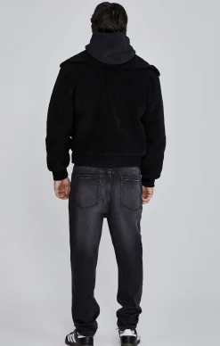 Black Sherpa Bomber Jacket