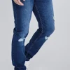 Blue Distressed Slim Fit Jeans