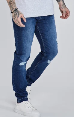 Blue Distressed Slim Fit Jeans