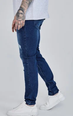 Blue Distressed Slim Fit Jeans