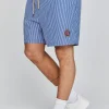 Blue White Striped Shorts
