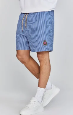 Blue White Striped Shorts