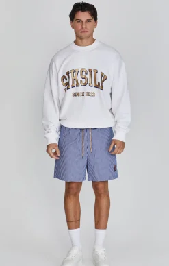 Blue White Striped Shorts