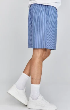Blue White Striped Shorts