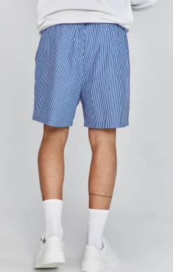 Blue White Striped Shorts