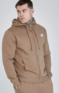 Brown Essentials Full Zip Hoodie