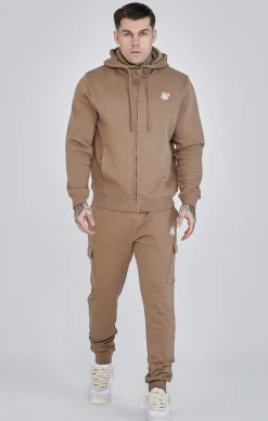 Brown Essentials Full Zip Hoodie