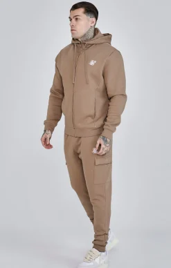 Brown Essentials Full Zip Hoodie