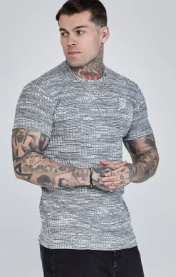 Grey Rib Knit T-Shirt