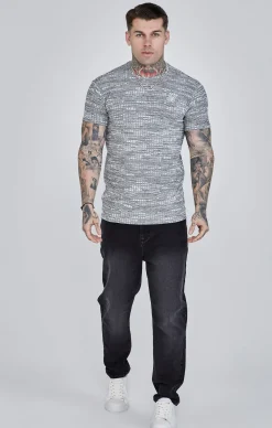 Grey Rib Knit T-Shirt