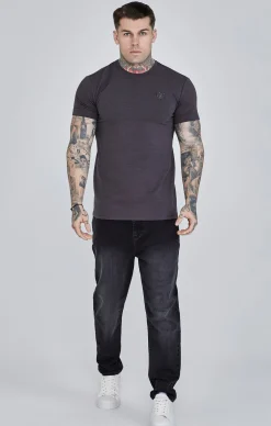 Grey Roll Sleeve T-Shirt