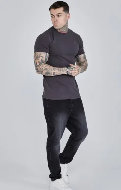 Grey Roll Sleeve T-Shirt