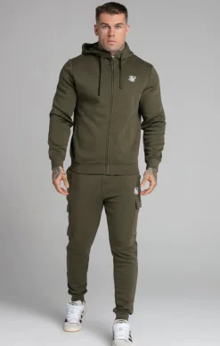 Khaki Essential Zip Through Funnel Hoodie