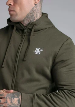 Khaki Essential Zip Through Funnel Hoodie