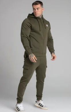 Khaki Essential Zip Through Funnel Hoodie