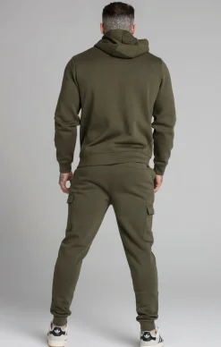 Khaki Essential Zip Through Funnel Hoodie