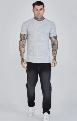Light Grey Rib Knit T-Shirt