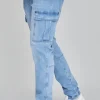 Mid Blue Cargo Jeans