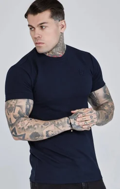 Navy Roll Sleeve T-Shirt