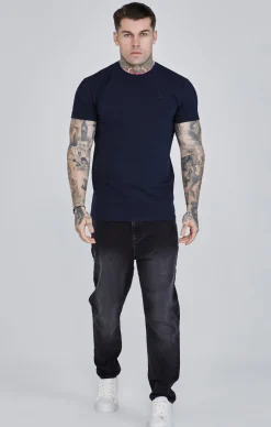 Navy Roll Sleeve T-Shirt