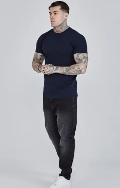 Navy Roll Sleeve T-Shirt