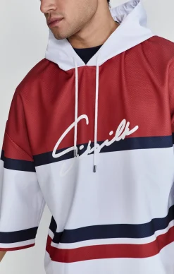 White Red Sports Hoodie