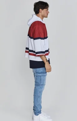 White Red Sports Hoodie