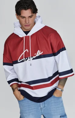 White Red Sports Hoodie